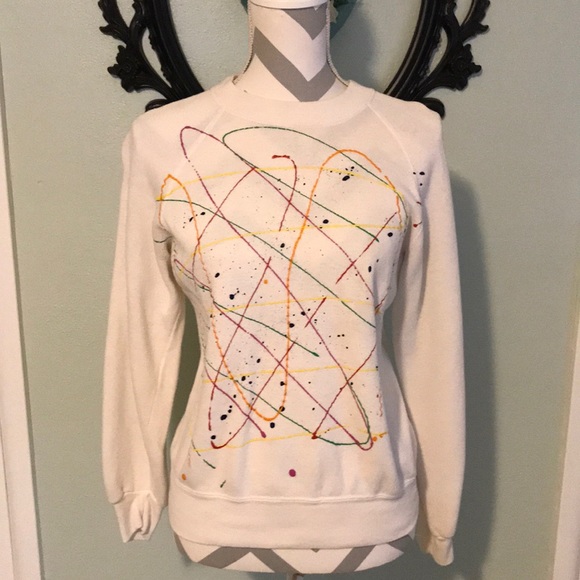 80’s paint drizzle sweater - Picture 1 of 5